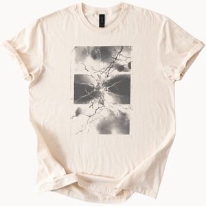 Bare Tree Branches Graphic Tee Black and White Textured Art